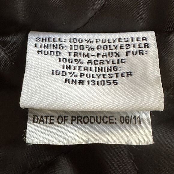 KC Collections Women's L Jacket White Hood Faux Fur Wind Rain Puffer Coat - Picture 8 of 10